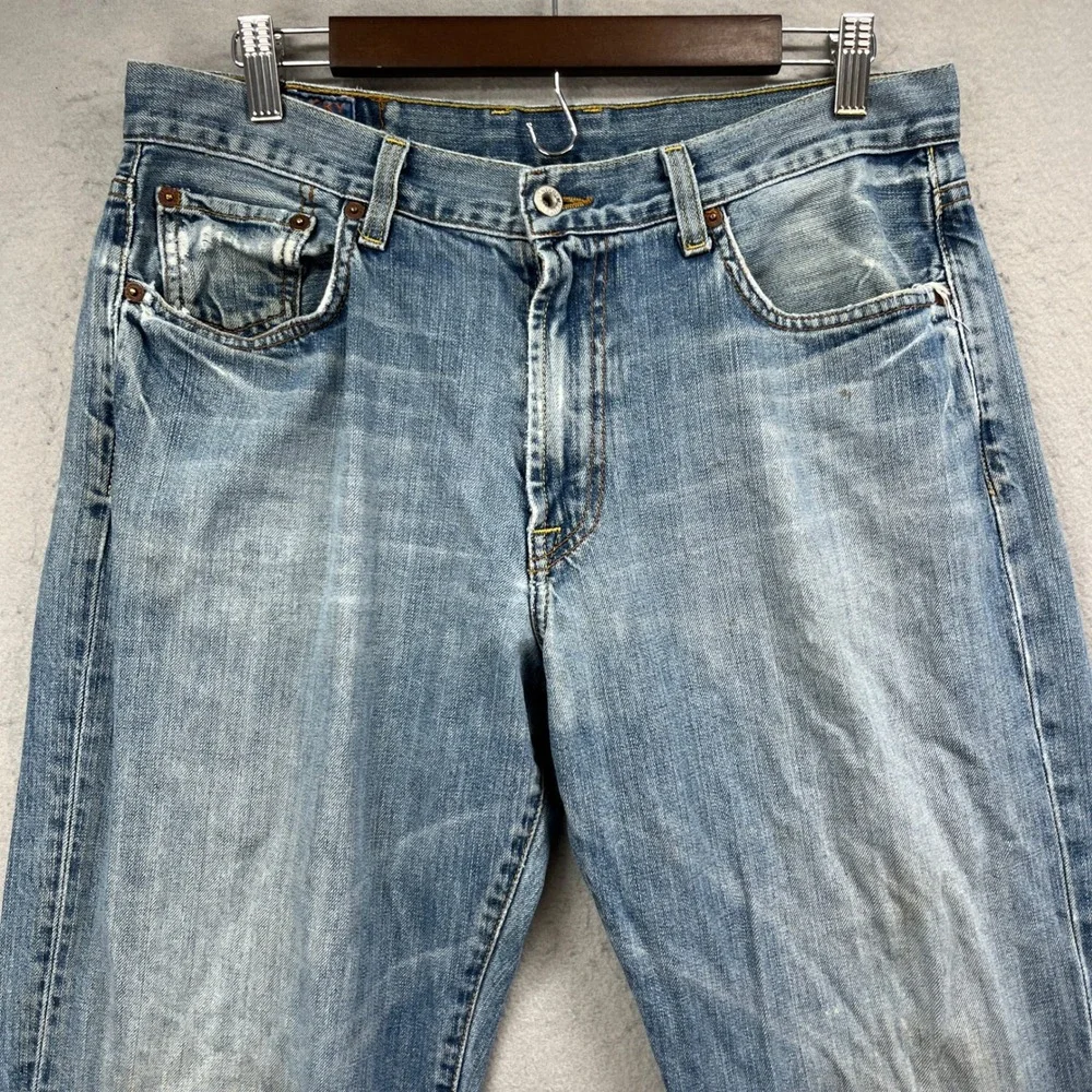 Lucky Brand 181 Jeans Men 33 Blue Denim Faded Distressed Straight Vintage Y2K‎
